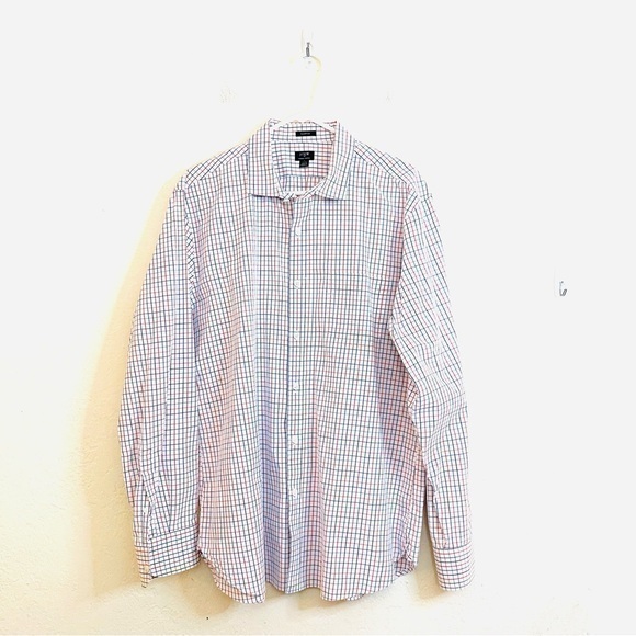 J. Crew Thompson Premium Shirting Plaid Button Down Shirt XL Blue/Red - Picture 1 of 7